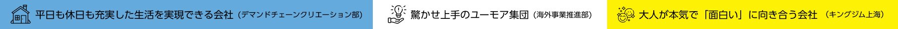 平日も休日も充実した生活を実現できる会社　驚かせ上手のユーモア集団　大人が本気で「面白い」に向き合う会社