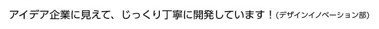 アイデア企業に見えて、じっくり丁寧に開発しています！(デザインイノベーション部)