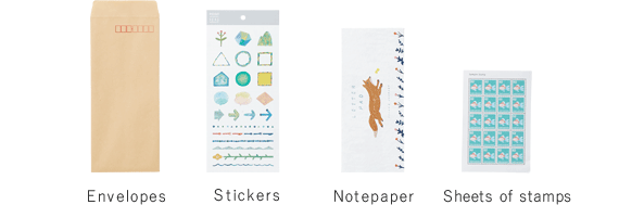 Envelopes Stickers Notepaper Sheets of stamps