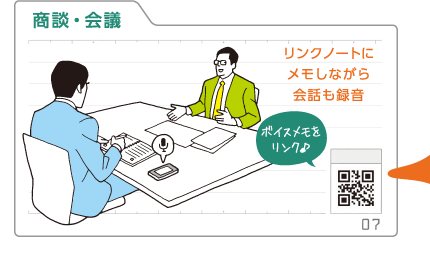 商談・会議 リンクノートにメモしながら会話も録音 ボイスメモをリンク