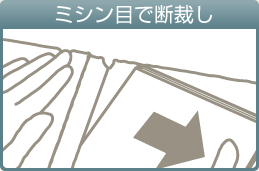 ミシン目で断裁し