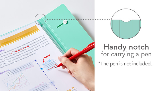Handy notch for carrying a pen　*The pen is not included.