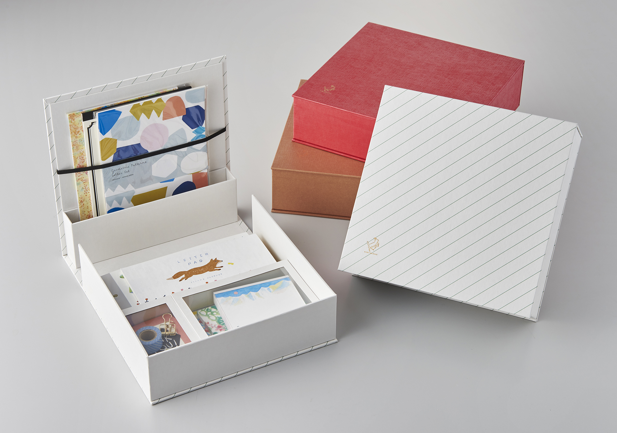 レターセットや一筆箋などをきれいに収納できる、手紙用品専用の収納ボックス 「紙文箱(カミフミバコ)」発売