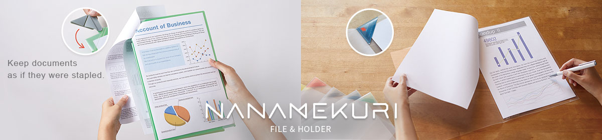 NANAMEKURI FILE & HOLDER Keep documents as if they were stapled.
