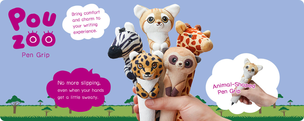 Pouzoo Pen Grip Bring comfort and charm to your writing experience. No more slipping, even when your hands get a little sweaty. Animal-Shaped Pen Grip