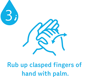 Rub up clasped fingers of hand with palm.