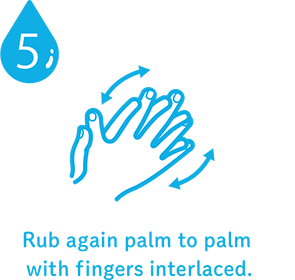 Rub again palm to palm with fingers interlaced.