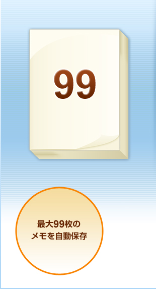 最大99枚のメモを自動保存