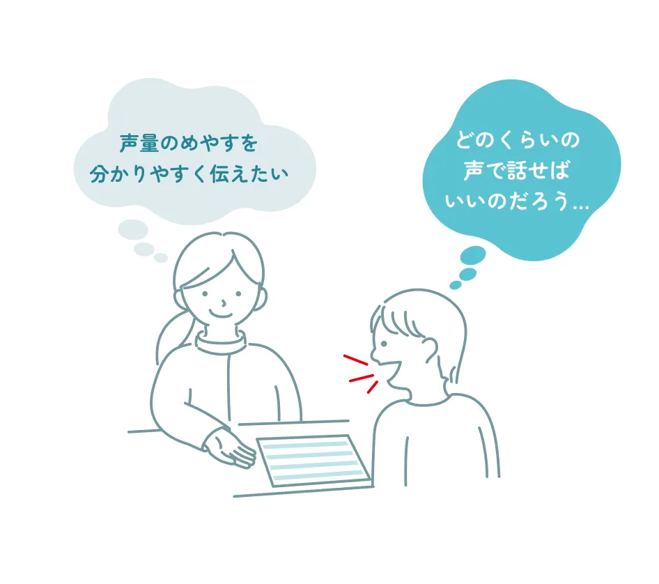 声量のめやすを分かりやすく伝えたい / どのくらいの声で話せばいいのだろう…
