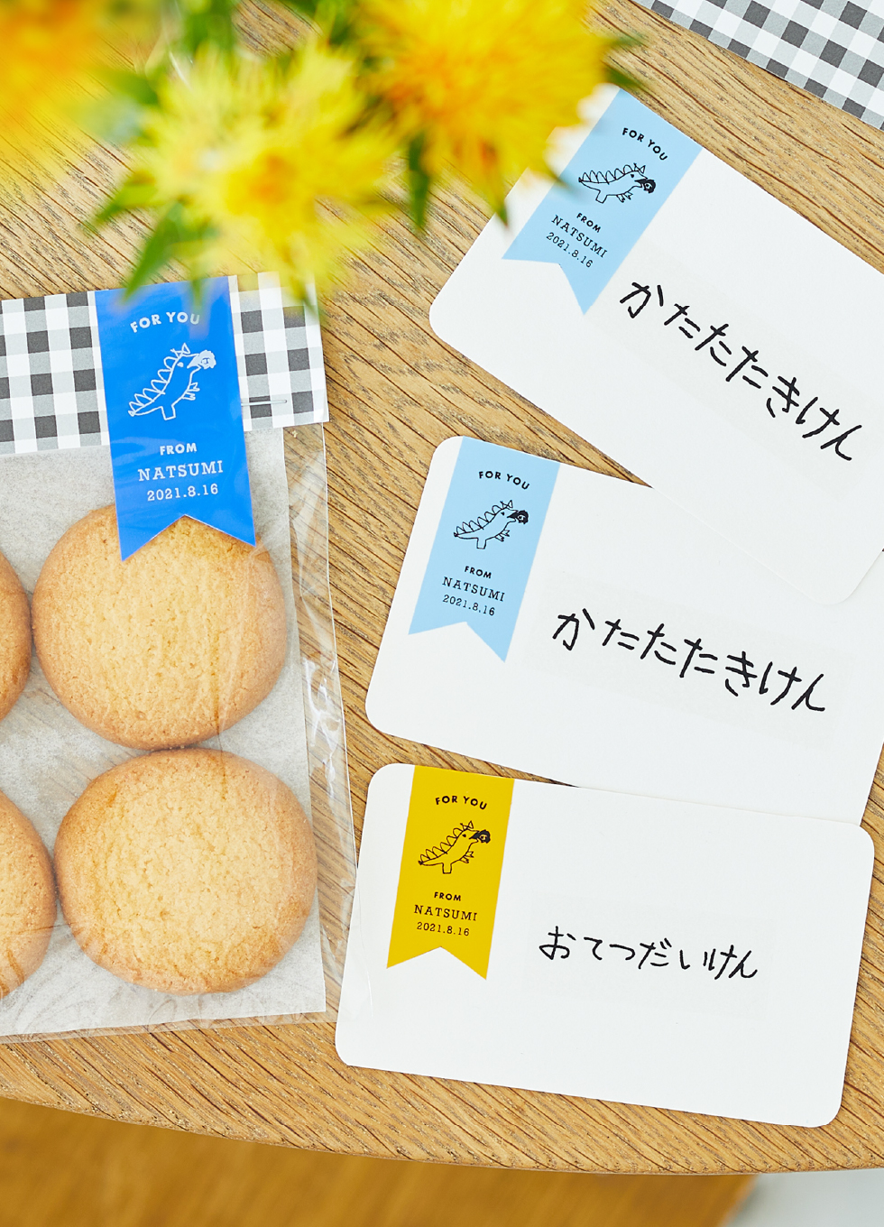 子どもの描いた絵をプリントしたラベル