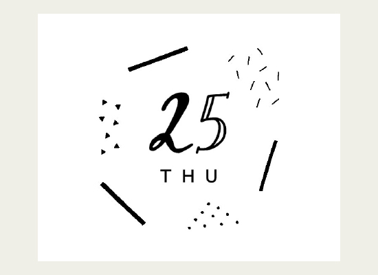 日付と曜日入りで透明テープに貼ると文字が浮かぶデザインのラベル