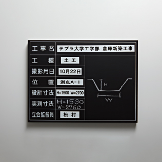工事に必要な情報を貼った工事用黒板