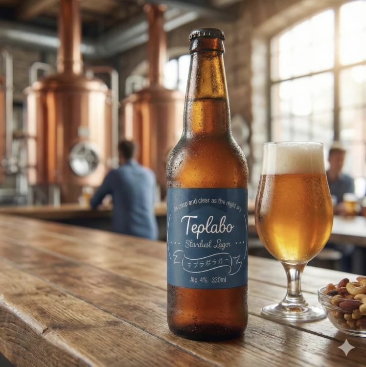 ビール瓶にラベルを貼った使用イメージ